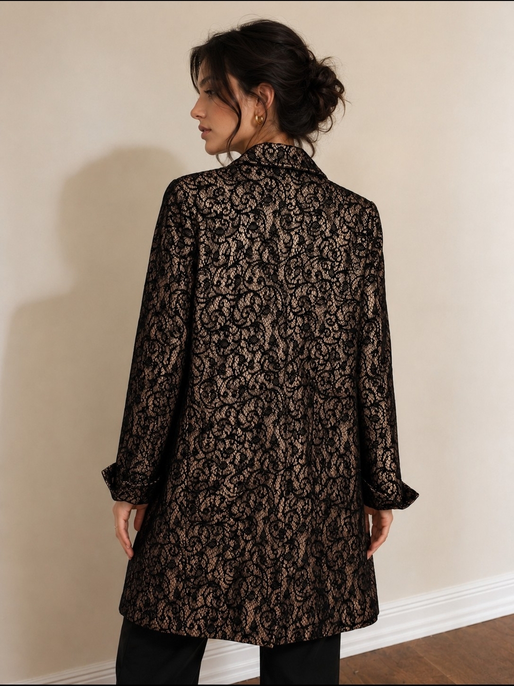 Joseph Ribkoff Black Lace Overlay with Gold Underlayer - Picture 2 of 4
